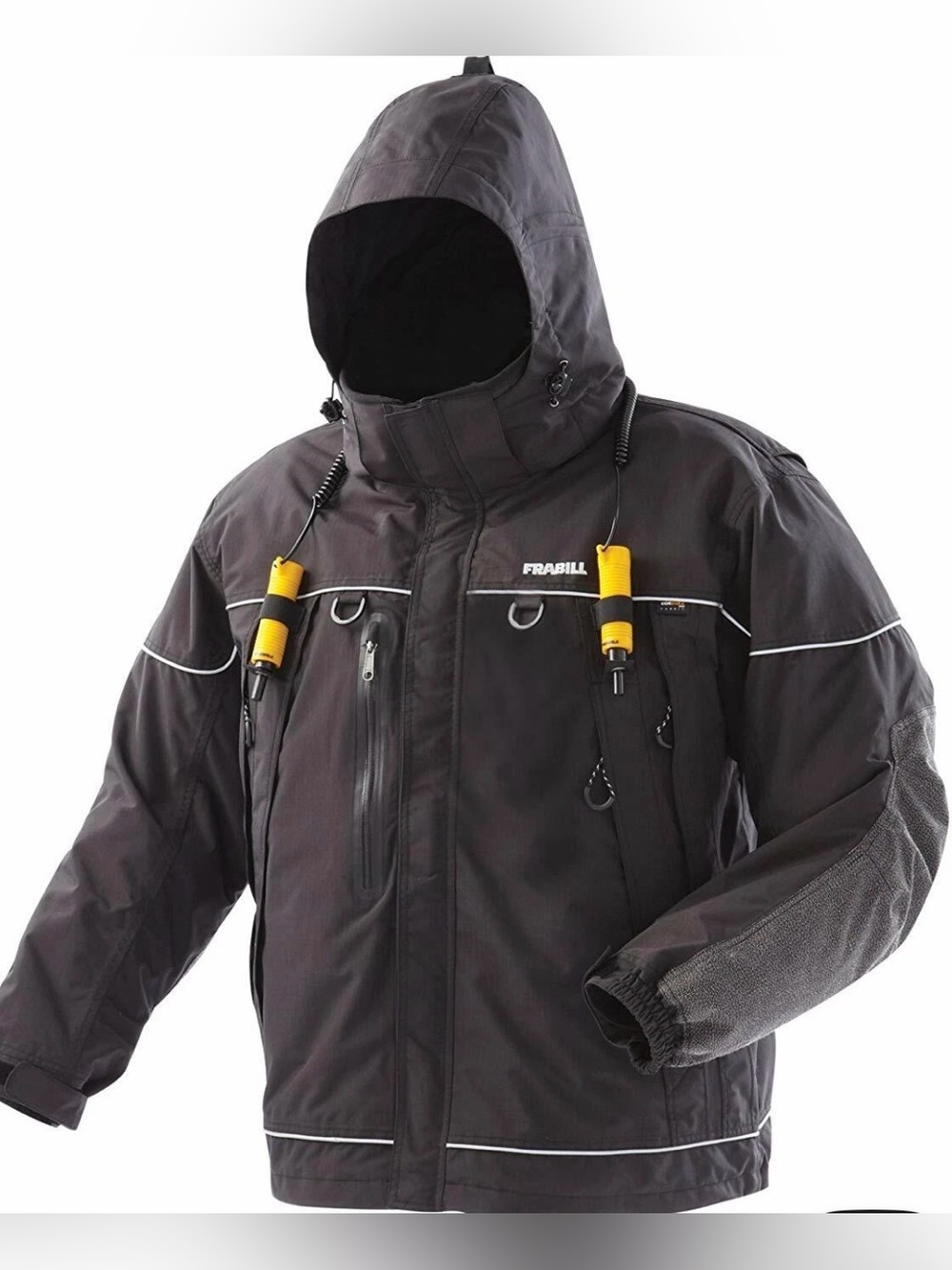 Frabill I3 Premium Ice Fishing Parka New Safety Ice Picks Black Hooded Size M
